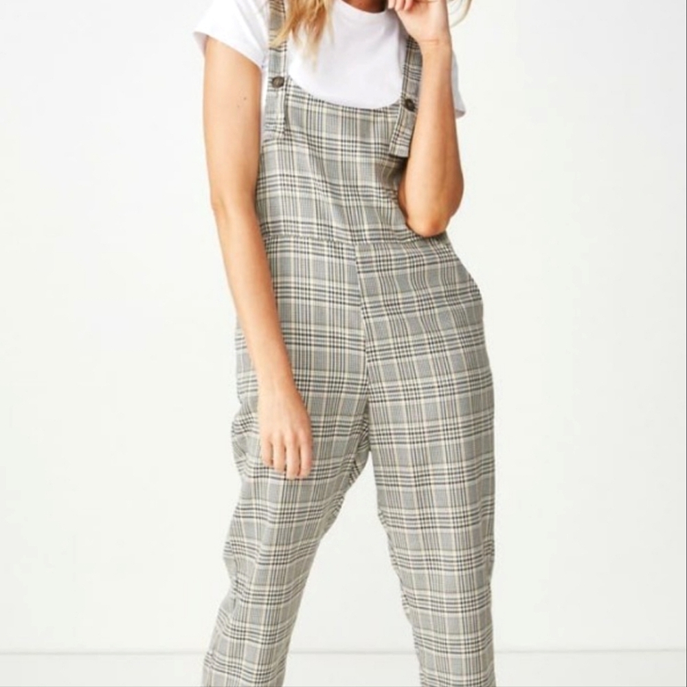 Cotton on Fiona Check Jumpsuit Overalls Romper M/M